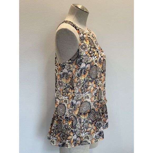 Likely Floral Ruffle Hem Top in Orange Size 4 - Picture 2 of 4